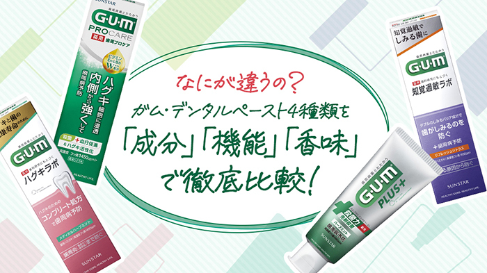 なにが違うの？ガム・デンタルペースト４種類を「成分」「機能」「...